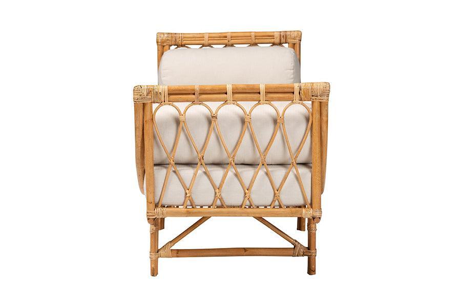 bali & pari Macias Modern Bohemian Natural Brown Rattan Daybed FredCo