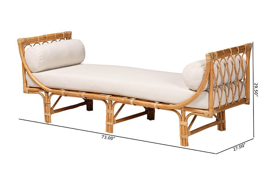 bali & pari Macias Modern Bohemian Natural Brown Rattan Daybed FredCo