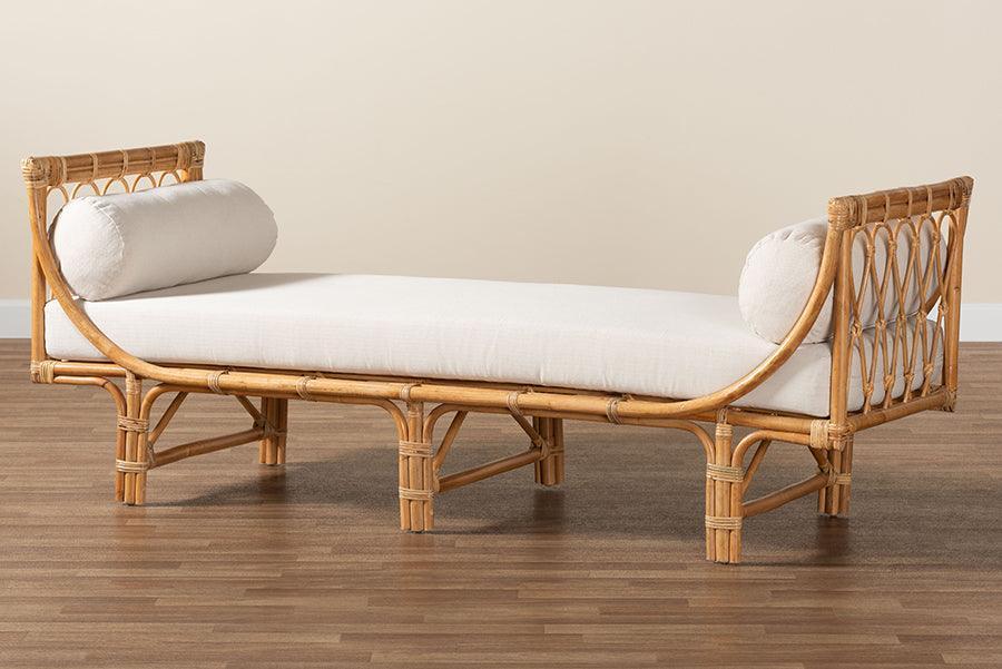 bali & pari Macias Modern Bohemian Natural Brown Rattan Daybed FredCo