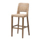 bali & pari Magy Modern Bohemian Grey Kubu Rattan and Mahogany Wood Bar Stool FredCo