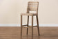 bali & pari Magy Modern Bohemian Grey Kubu Rattan and Mahogany Wood Bar Stool FredCo