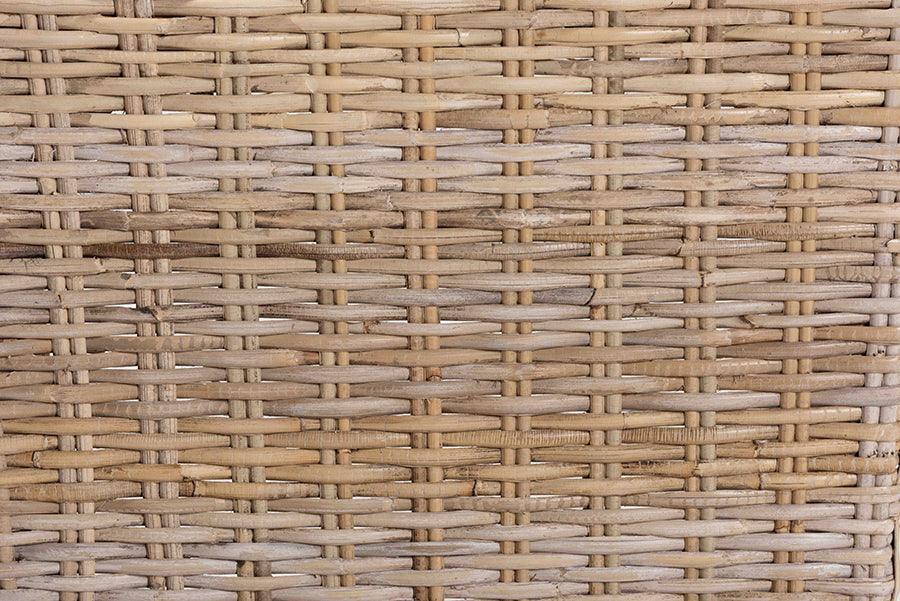 bali & pari Magy Modern Bohemian Grey Kubu Rattan and Mahogany Wood Bar Stool FredCo