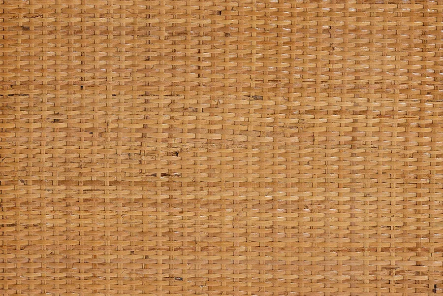 bali & pari Mairen Arched Natural Rattan Storage Cabinet - Handwoven Pole Rattan Hutch with Two Drawers and Doors, Boho Coastal Display Cabinet for Dining Room or Living Space FredCo