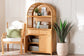 bali & pari Mairen Arched Natural Rattan Storage Cabinet - Handwoven Pole Rattan Hutch with Two Drawers and Doors, Boho Coastal Display Cabinet for Dining Room or Living Space FredCo