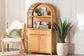 bali & pari Mairen Arched Natural Rattan Storage Cabinet - Handwoven Pole Rattan Hutch with Two Drawers and Doors, Boho Coastal Display Cabinet for Dining Room or Living Space FredCo