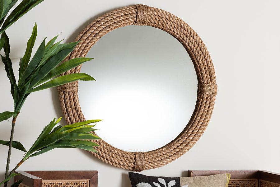 bali & pari Manila Bohemian Woven Rope Accent Wall Mirror FredCo