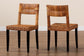 bali & pari Manrico Modern Bohemian Dark Brown Finished Wood and Natural Rattan 2-Piece Dining Chair Set FredCo