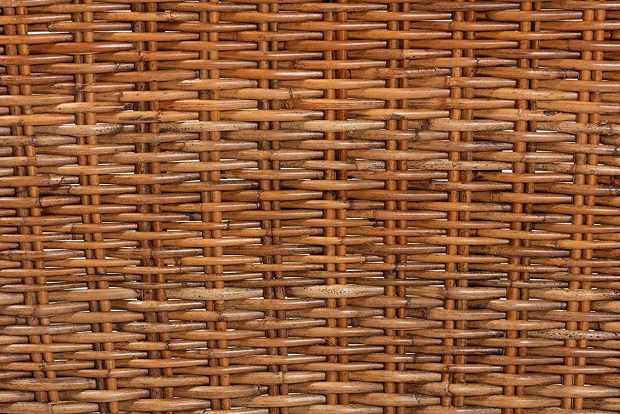 bali & pari Manrico Modern Bohemian Dark Brown Finished Wood and Natural Rattan 2-Piece Dining Chair Set FredCo