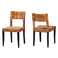 bali & pari Manrico Modern Bohemian Dark Brown Finished Wood and Natural Rattan 2-Piece Dining Chair Set FredCo