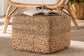 bali & pari Marella Modern Bohemian Natural Brown Seagrass Accent Footstool FredCo