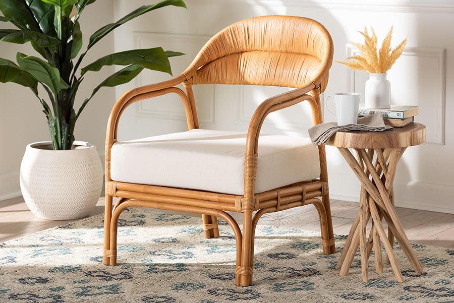 bali & pari Marisa Bohemian Light Honey Rattan Arm Chair FredCo