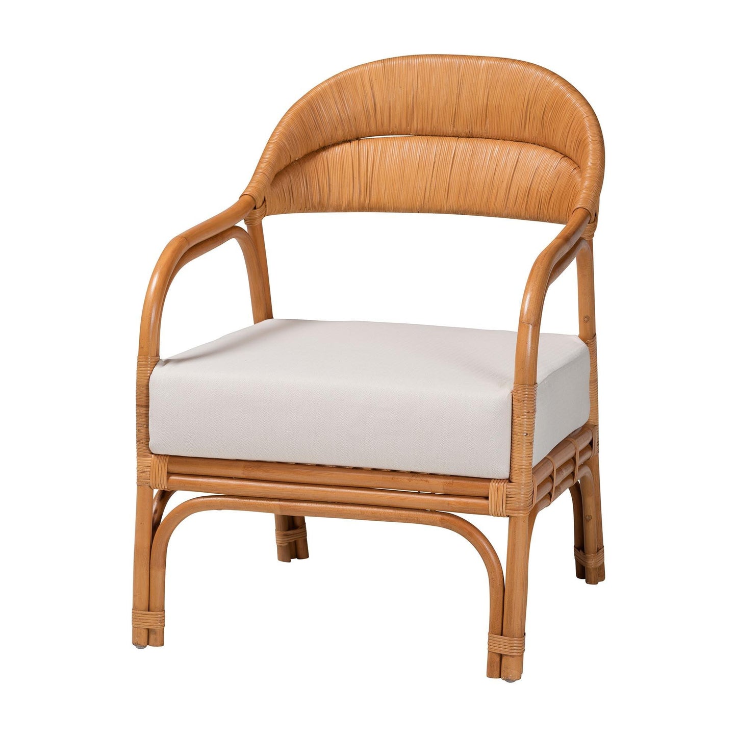bali & pari Marisa Bohemian Light Honey Rattan Arm Chair FredCo