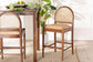 bali & pari Maryland Modern Bohemian Natural Rattan and Acacia Wood Counter Stool FredCo
