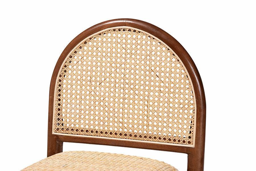 bali & pari Maryland Modern Bohemian Natural Rattan and Acacia Wood Counter Stool FredCo