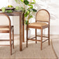 bali & pari Maryland Modern Bohemian Natural Rattan and Acacia Wood Counter Stool FredCo