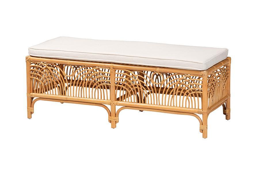 bali & pari Materra Modern bohemian Natural Brown Rattan Bench FredCo