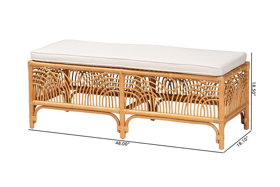 bali & pari Materra Modern bohemian Natural Brown Rattan Bench FredCo