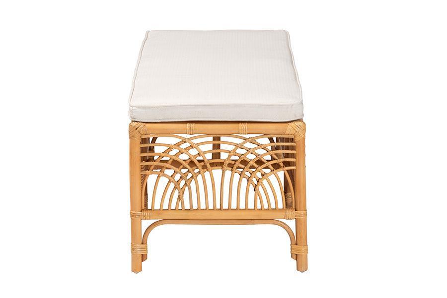 bali & pari Materra Modern bohemian Natural Brown Rattan Bench FredCo