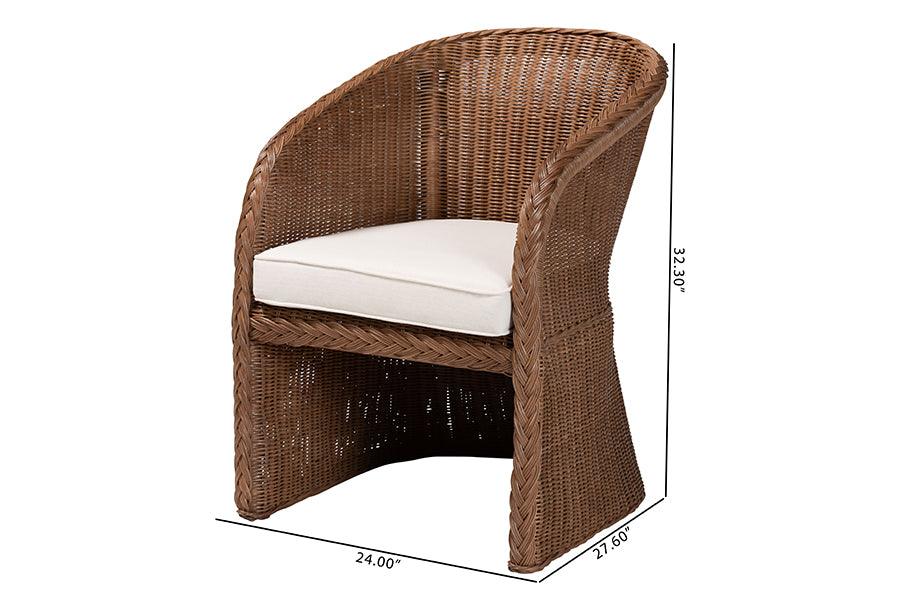 bali & pari Memphis Bohemian Peanut Brown Braided Rattan Arm Chair FredCo