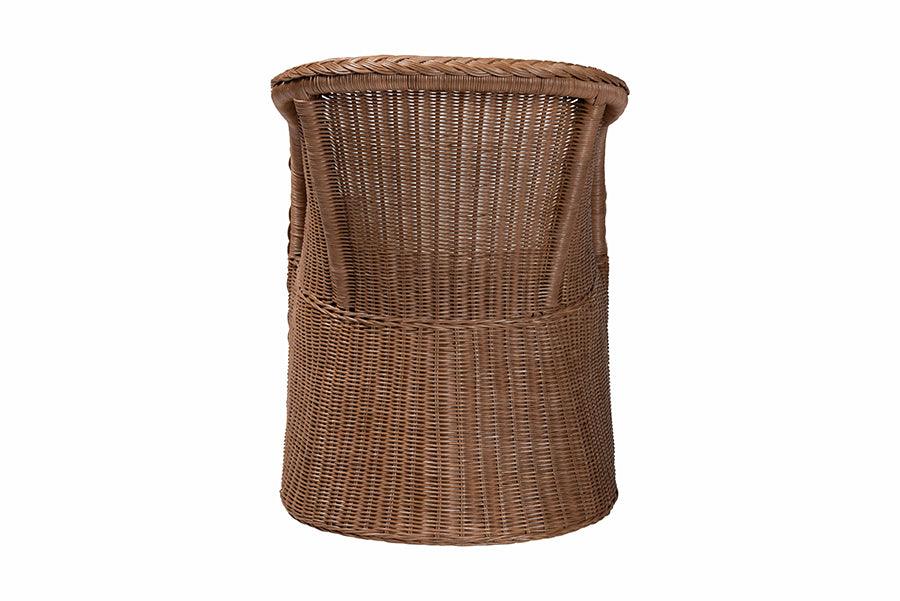 bali & pari Memphis Bohemian Peanut Brown Braided Rattan Arm Chair FredCo