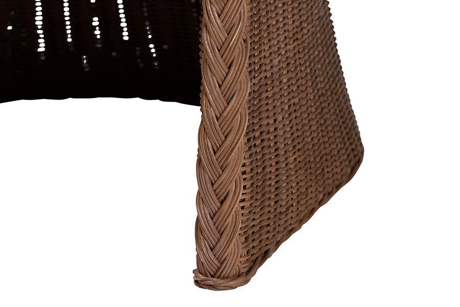 bali & pari Memphis Bohemian Peanut Brown Braided Rattan Arm Chair FredCo