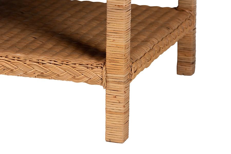 bali & pari Minahasa Bohemian Light Honey Braided Rattan Coffee Table FredCo