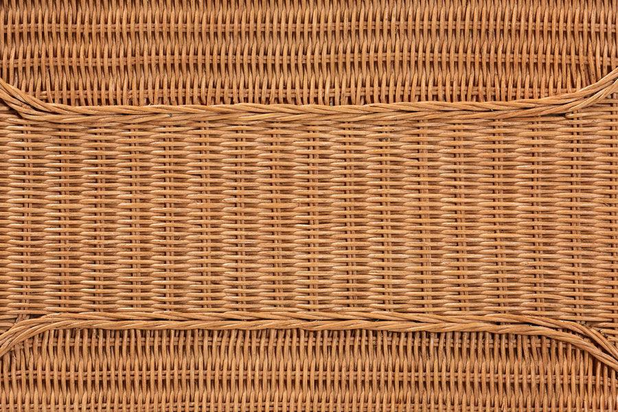bali & pari Minahasa Bohemian Light Honey Braided Rattan Side Table FredCo