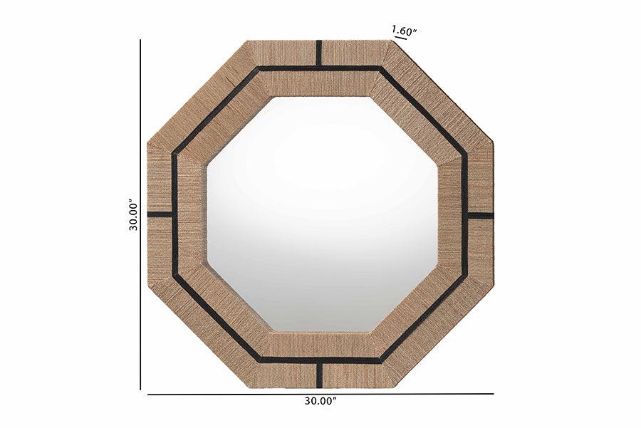 bali & pari Mirai Bohemian Woven Grasscloth Octagon Accent Mirror FredCo