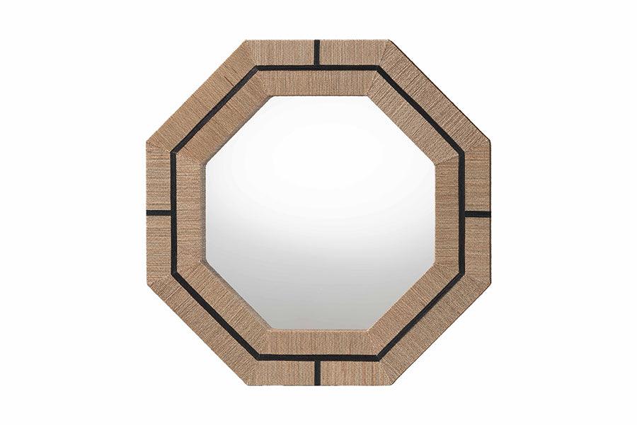 bali & pari Mirai Bohemian Woven Grasscloth Octagon Accent Mirror FredCo