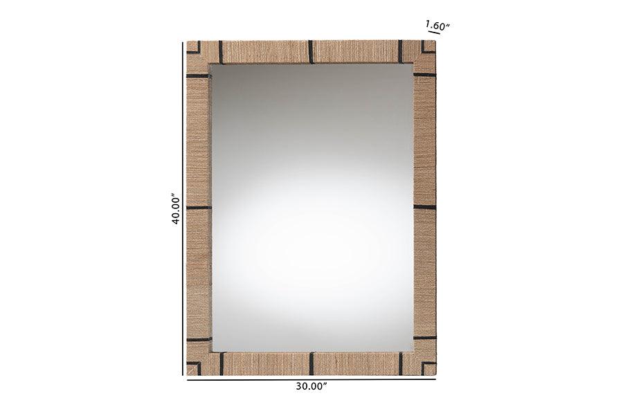 bali & pari Mirai Bohemian Woven Grasscloth Rectangle Accent Mirror FredCo