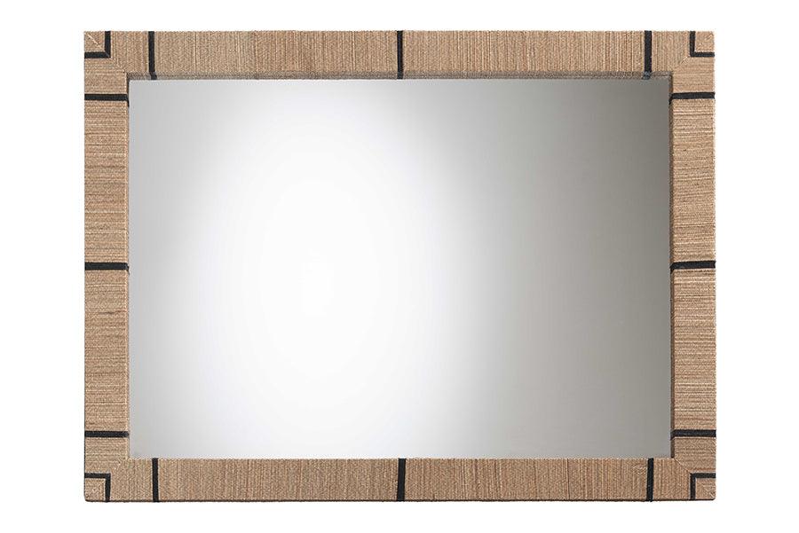 bali & pari Mirai Bohemian Woven Grasscloth Rectangle Accent Mirror FredCo