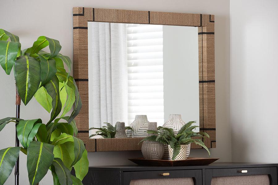 bali & pari Mirai Bohemian Woven Grasscloth Rectangle Accent Mirror FredCo