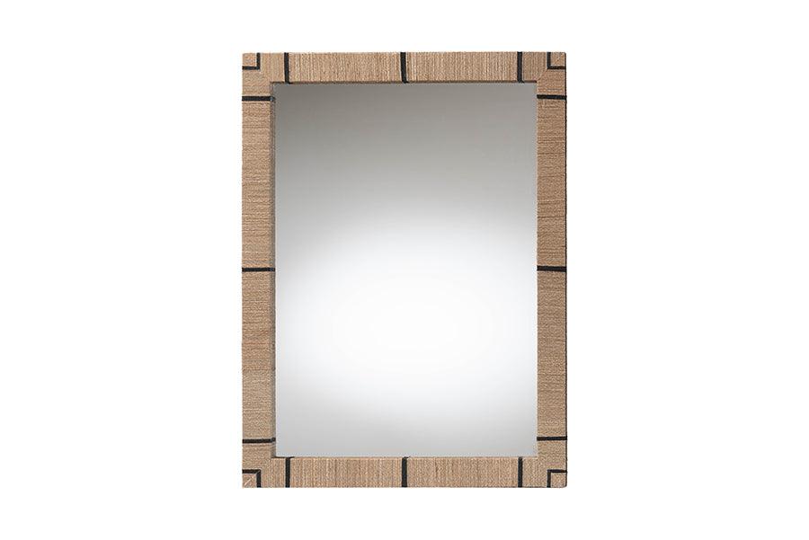 bali & pari Mirai Bohemian Woven Grasscloth Rectangle Accent Mirror FredCo