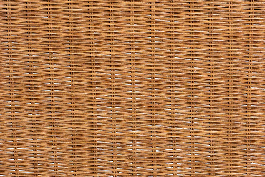 Close-up of woven rattan furniture texture in natural brown, FredCo International