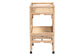 Natural rattan rolling bar cart with two shelves by FredCo International furniture