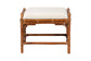 Rattan wood stool with white upholstered cushion, FredCo International furniture