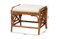 Rattan ottoman with cream cushion, 22x18.9x18.5 inches, FredCo International furniture