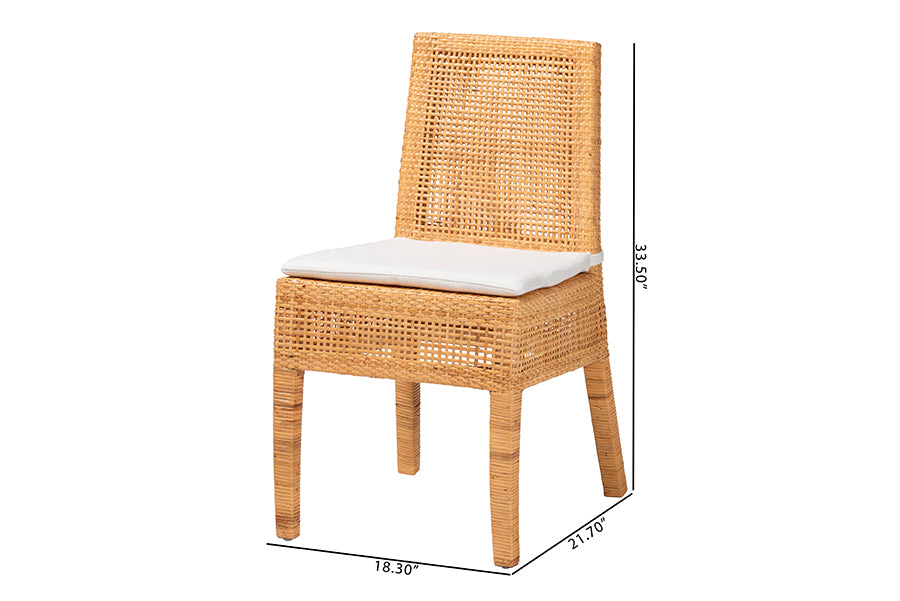 bali & pari Morris Bohemian Light Honey Rattan Dining Chair FredCo