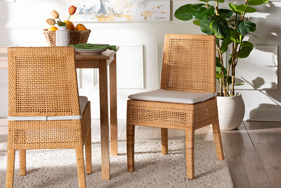 bali & pari Morris Bohemian Light Honey Rattan Dining Chair FredCo