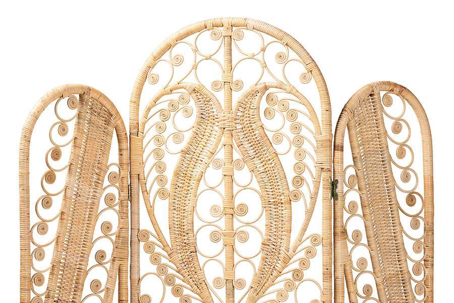 bali & pari Nadra Modern Bohemian Natural Brown Rattan Room Divider FredCo