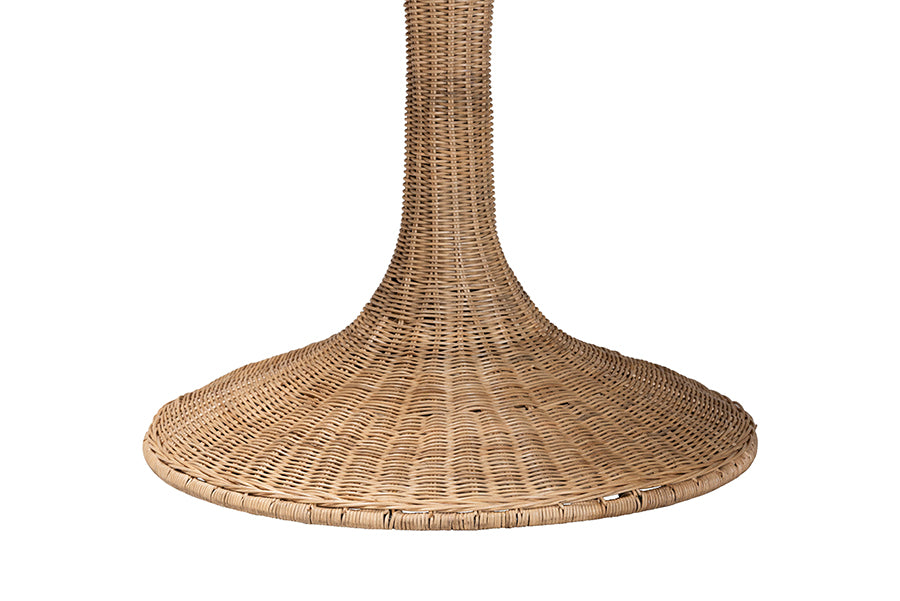 Woven rattan pedestal base of a round dining table, modern furniture from FredCo International
