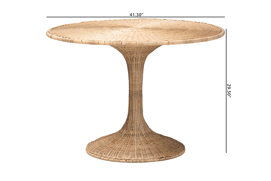 Round rattan dining table with pedestal base, 41.3 inch diameter, from FredCo International