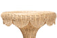 Round wicker table with decorative scalloped edge, FredCo International furniture