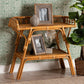 bali & pari Nayana Modern Bohemian Natural Rattan 2-Tier Console Table FredCo