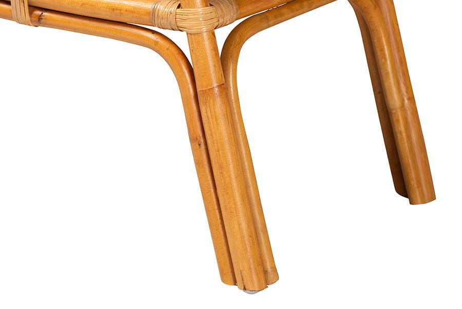 bali & pari Nayana Modern Bohemian Natural Rattan 2-Tier Console Table FredCo