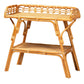 bali & pari Nayana Modern Bohemian Natural Rattan 2-Tier Console Table FredCo