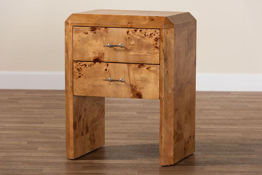 bali & pari Nebu Modern and Contemporary Natural Mappa Burl Wood Nightstand FredCo