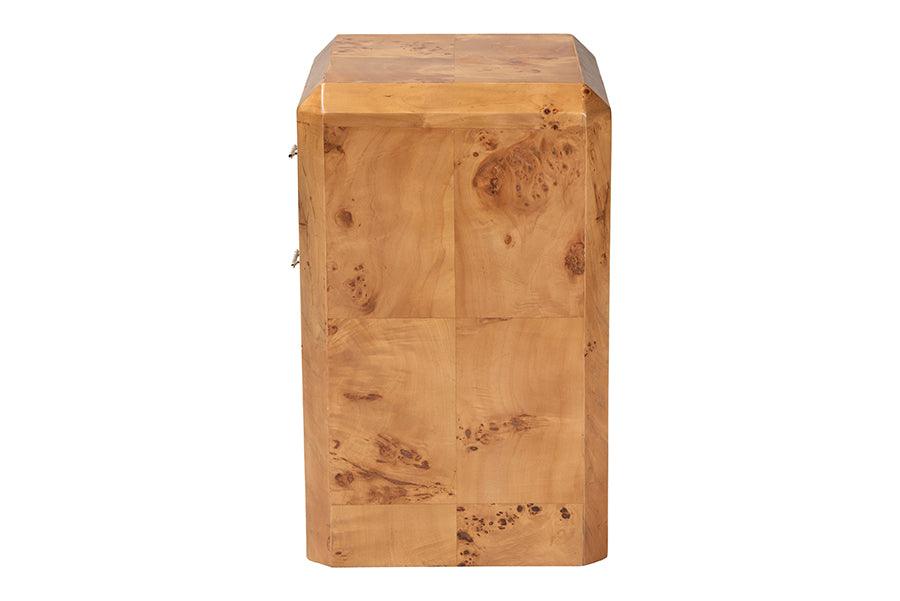bali & pari Nebu Modern and Contemporary Natural Mappa Burl Wood Nightstand FredCo