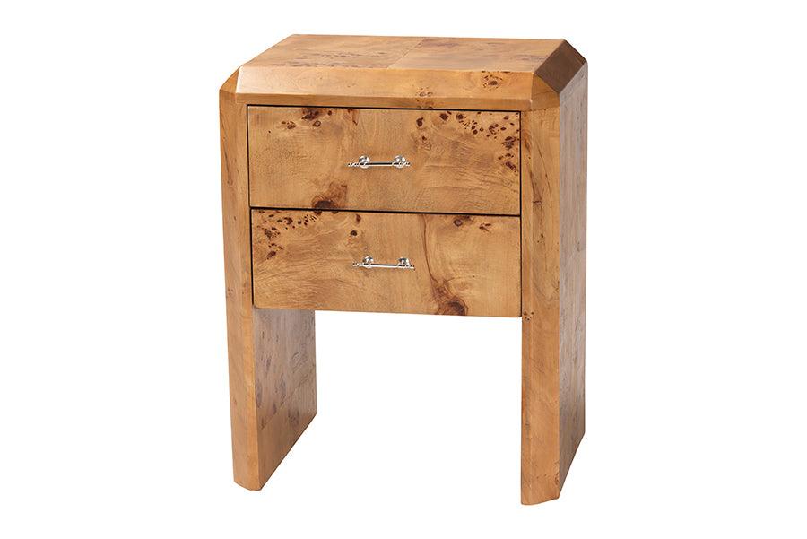 bali & pari Nebu Modern and Contemporary Natural Mappa Burl Wood Nightstand FredCo