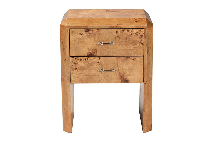 bali & pari Nebu Modern and Contemporary Natural Mappa Burl Wood Nightstand FredCo